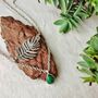 Stone Silver Plated Boho Leaf Layered Collar Necklace, thumbnail 3 of 4