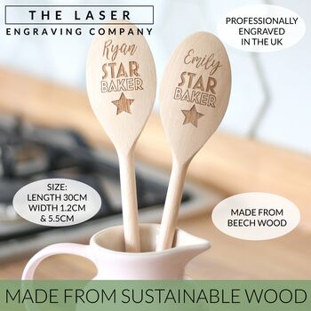 Star Baker Personalised Engraved Wooden Spoon, 3 of 6