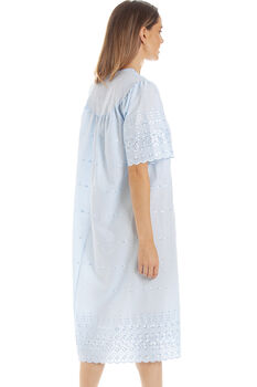 British Made Cotton Blue Embroidery Anglaise V Neck Nightdress, 4 of 5