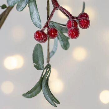 Iced Red Berry Garland With Frosted Leaves, 9 of 10