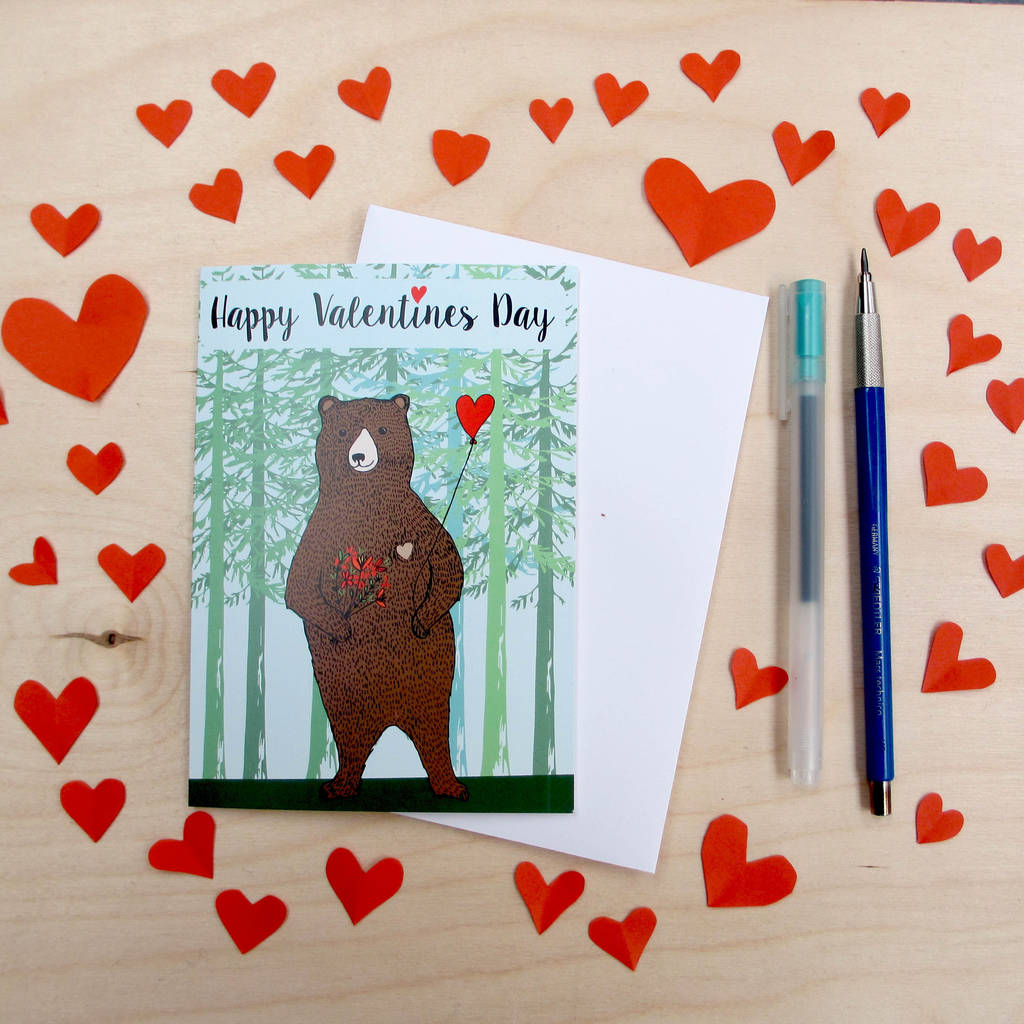 'Happy Valentines Day' Romantic Bear Greetings Card By boodle