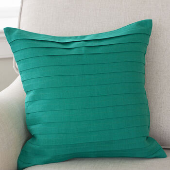 Pleated Emerald Green Linen Cushion Cover, 2 of 2