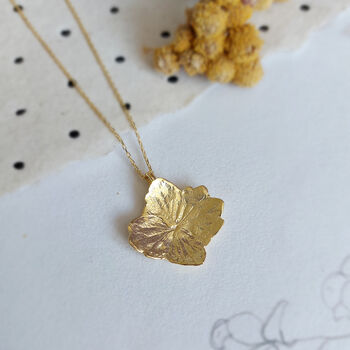 Hydrangea Necklace Pressed Flower Gold Plated, 2 of 7