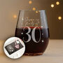 30th Birthday Diamante Crystal Embellished Stemless Glass, thumbnail 1 of 8