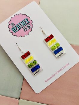 Paint Swatch Glitter Resin Earrings / Artist Statement Jewellery Colourful Palette Gift / Gift For Art Teachers Creative Classroom Jewellery, 4 of 6