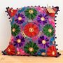 Hand Embroidered Flower Cushion Cover, thumbnail 5 of 11
