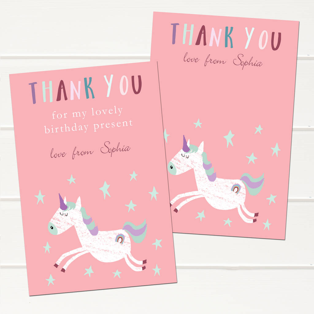 Personalised Unicorn Children s Thank You Cards By Molly Moo Designs Notonthehighstreet