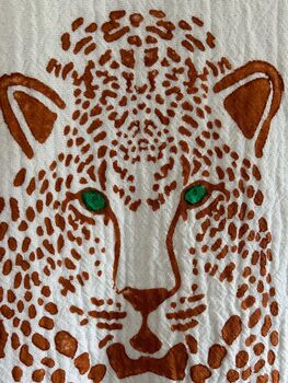 Organic Short Cotton Kimono: White With Cheetah, 4 of 4