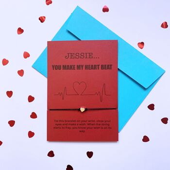 Personalised Anniversary Heart Card With Wish Bracelet, 4 of 9