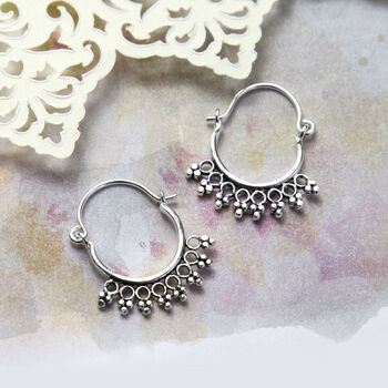 Sterling Silver Temple Hoops, 2 of 4