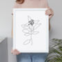 Black And White Set Of Three Floral Line Art Prints, thumbnail 4 of 5