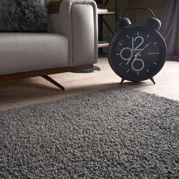 The Rugs Plain Dark Grey Shaggy Rug, 2 of 12
