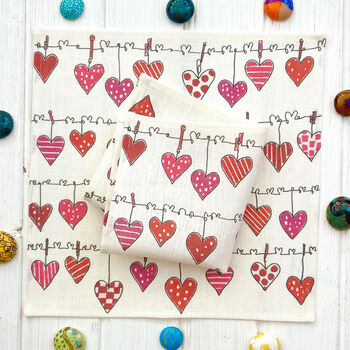 Valentines Love Hearts Linen Napkins, 2 of 3
