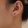 Enamel Maple Leaf Stud Earrings In Sterling Silver, thumbnail 2 of 11