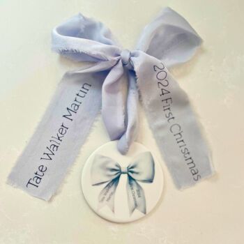 Personalised First Christmas Bow Ornament, 2 of 4