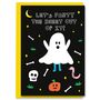Funny Ghost Halloween Card Let's Party The Sheet Out, thumbnail 1 of 2