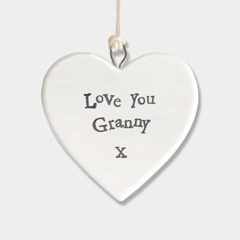 Love You Granny Small Porcelain Heart Hanging Decoration, 2 of 2