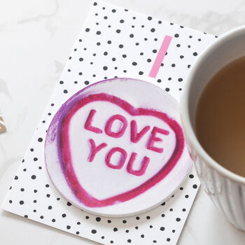 Love Heart Valentines Card With Detachable Pvc Coaster, 2 of 5