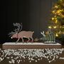 Reindeer Pulling Christmas Tree Wooden Block Decoration, thumbnail 1 of 3