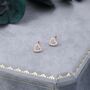 Open Heart Cz Stud Earrings In Sterling Silver, thumbnail 2 of 11