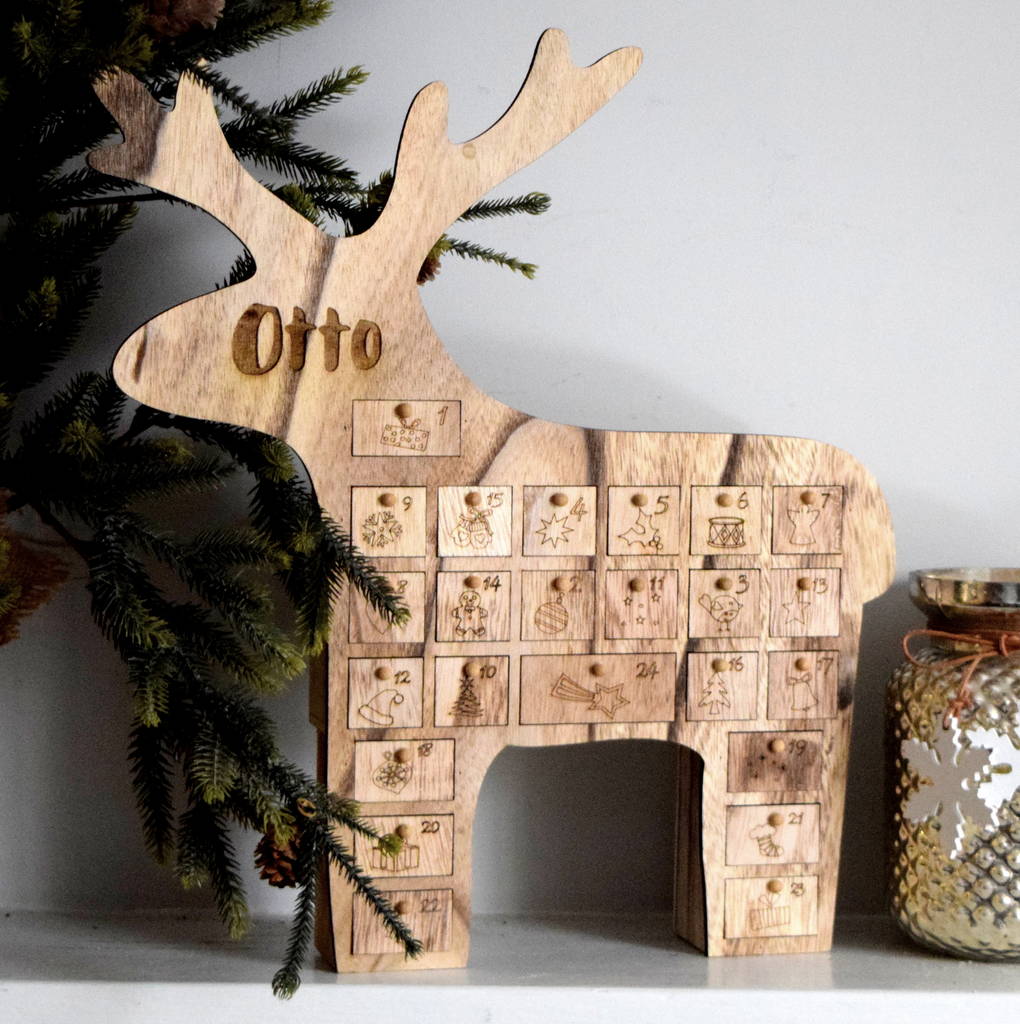 Personalised Wooden Reindeer Advent Calendar, 1 of 3