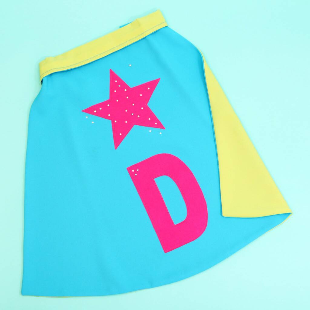 Turquoise Super Hero Cape With Star And D