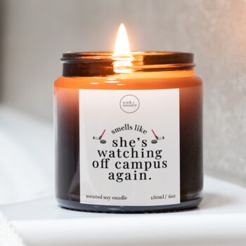Watching Off Campus Again Candle, Hockey Romance Gifts, 2 of 11