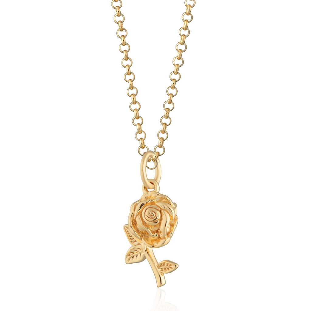Gold Plated Rose Flower Necklace By Lily Charmed