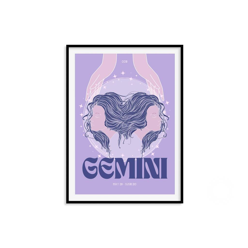 Gemini Zodiac Print By Alaina Creates