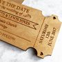 Ticket Style Wooden Save The Date Magnet, thumbnail 3 of 4