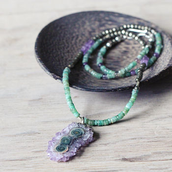 Long Amethyst And Emerald Necklace, 2 of 12
