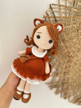Handmade Crochet Fox Doll For Kids, 4 of 10