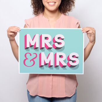 Married Couple Mr And Mrs 3D Signwriting Style Print, 3 of 4