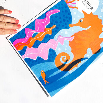 Personalised Ocean Life Neon Riso Print, 5 of 7