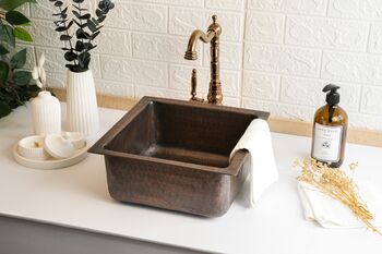 Solid Dark Copper Undermount Kitchen And Bathroom Sink, Suitable As Vessel Or Undermount, 3 of 9