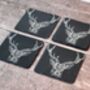Set Of Four Stag Prince Slate Coasters, thumbnail 1 of 4