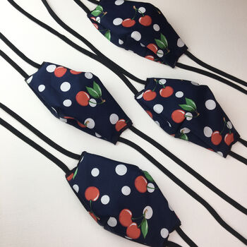 Cherries And Spots Print Reusable Face Mask Four Layers, 4 of 7