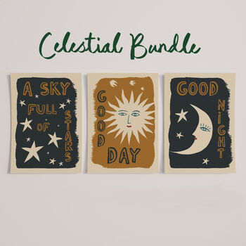 Illustrated Celestial Prints Gallery Wall Set Of Three, 3 of 7