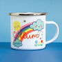 Personalised Children's Rainbow And Clouds Enamel Mug, thumbnail 5 of 8