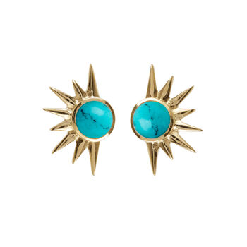 Total Eclipse Turquoise Gold Plated Stud Earrings, 2 of 7