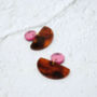 Pink And Tortoiseshell Half Moon Earrings, thumbnail 7 of 7