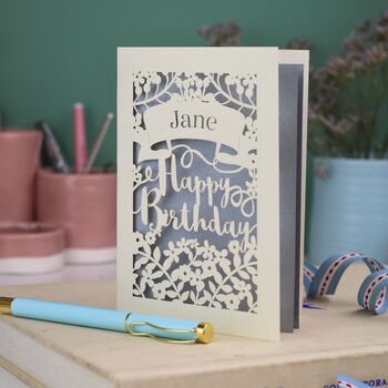 Personalised Papercut Calligraphy Birthday Card, 4 of 6