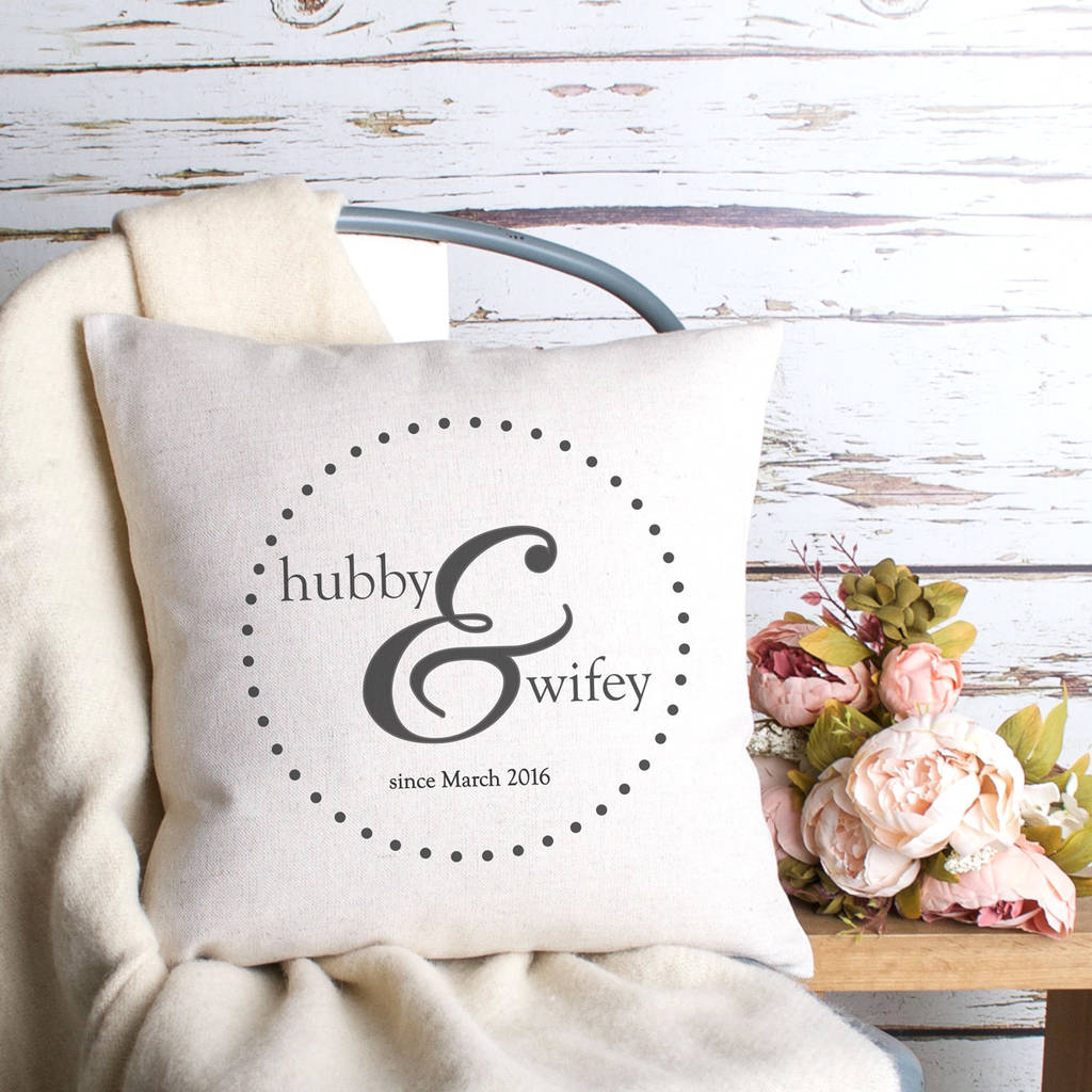 'Hubby And Wifey' Cushion Cover, 1 of 5