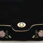 Rose Embroidered Black Clutch, thumbnail 3 of 9