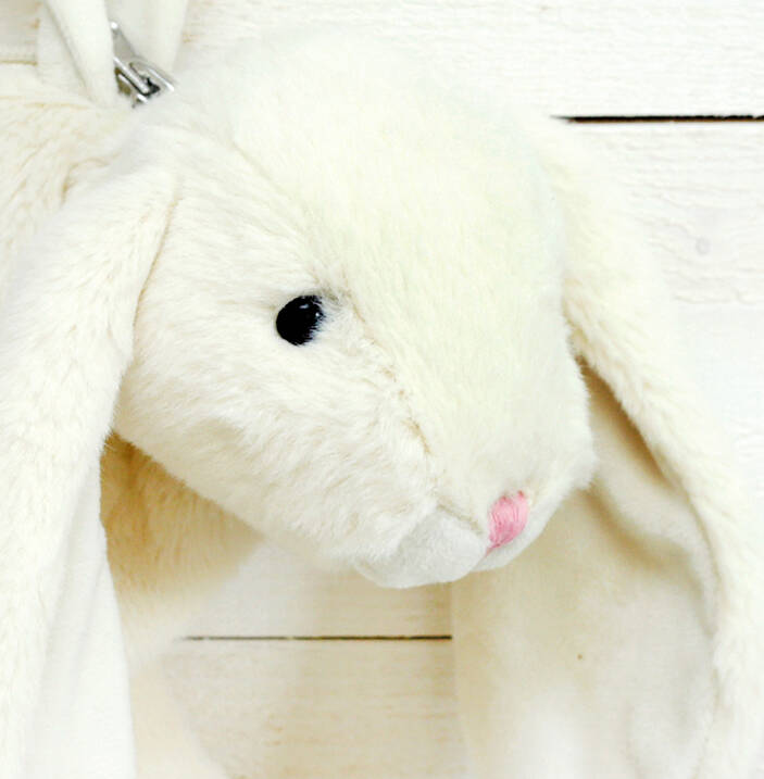 Cream Bunny Bag With Engraved Heart Keyring By Jomanda Soft Toys 
