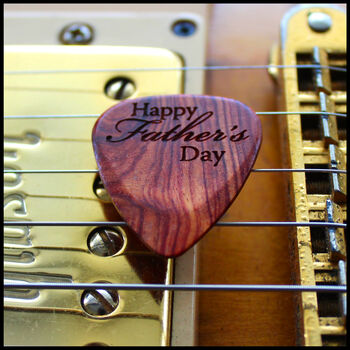 Happy Father's Day Exotic Timber Guitar Pick, 6 of 10