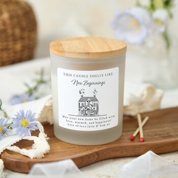 New Home Gift, New Beginnings Personalised First Home Candle, 2 of 6
