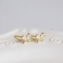 Dainty Gold Plated Bow Stud Earrings, thumbnail 3 of 6