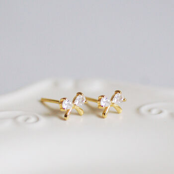Dainty Gold Plated Bow Stud Earrings, 3 of 6