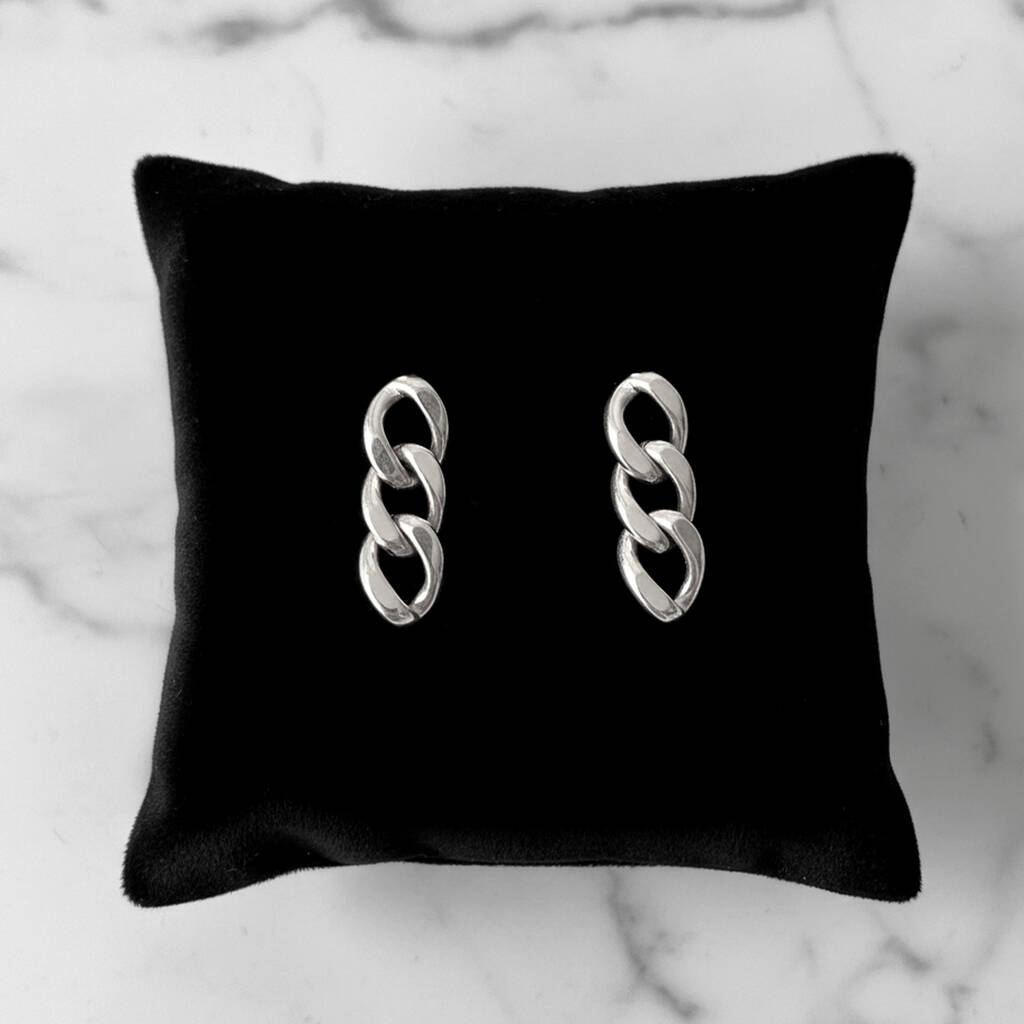 Women's Sterling Silver Short Chain Dangle Earrings, 1 of 5